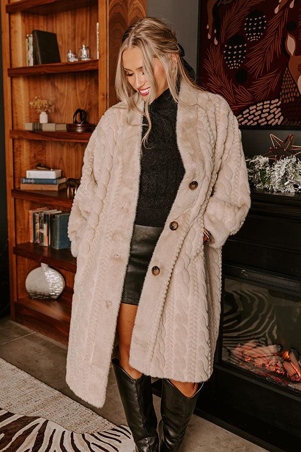 Impressions Warm Fuzzy Feeling Faux Fur Coat In Oatmeal