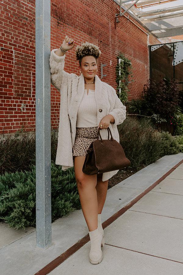 Impressions Warm Fuzzy Feeling Faux Fur Coat in Oatmeal Curves