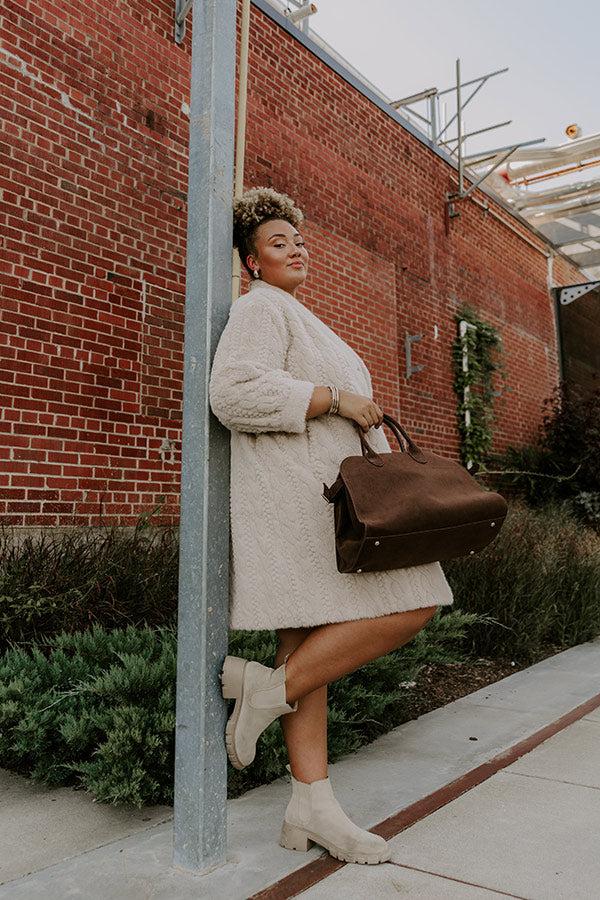 Impressions Warm Fuzzy Feeling Faux Fur Coat In Oatmeal Curves