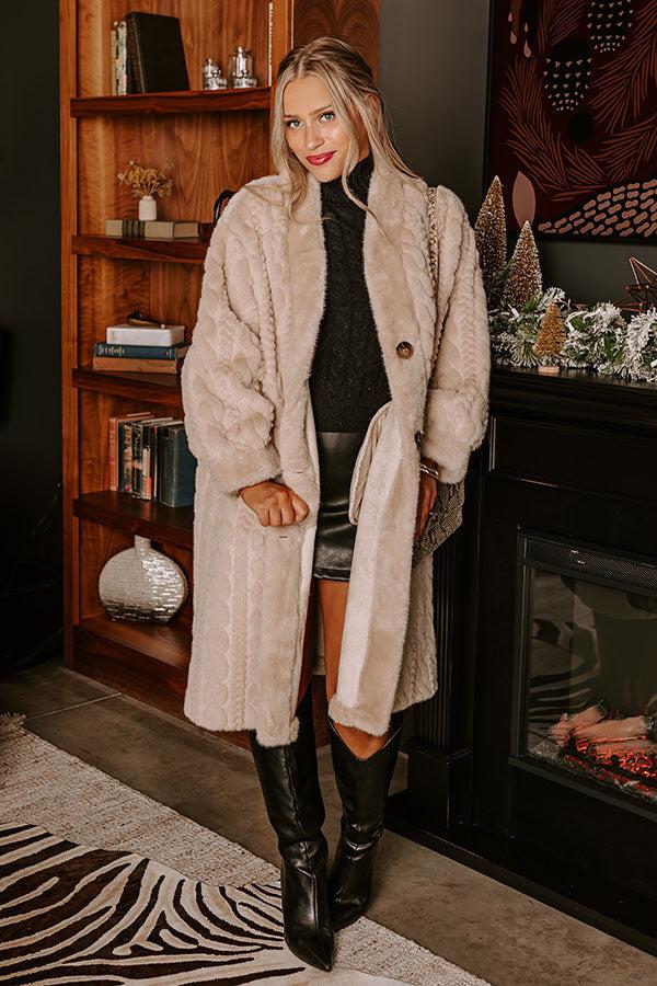 Impressions Warm Fuzzy Feeling Faux Fur Coat in Oatmeal