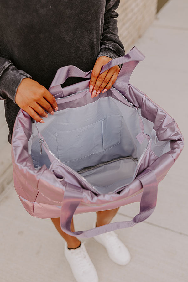 Impressions Weekend Getaway Puffer Tote In Lavender
