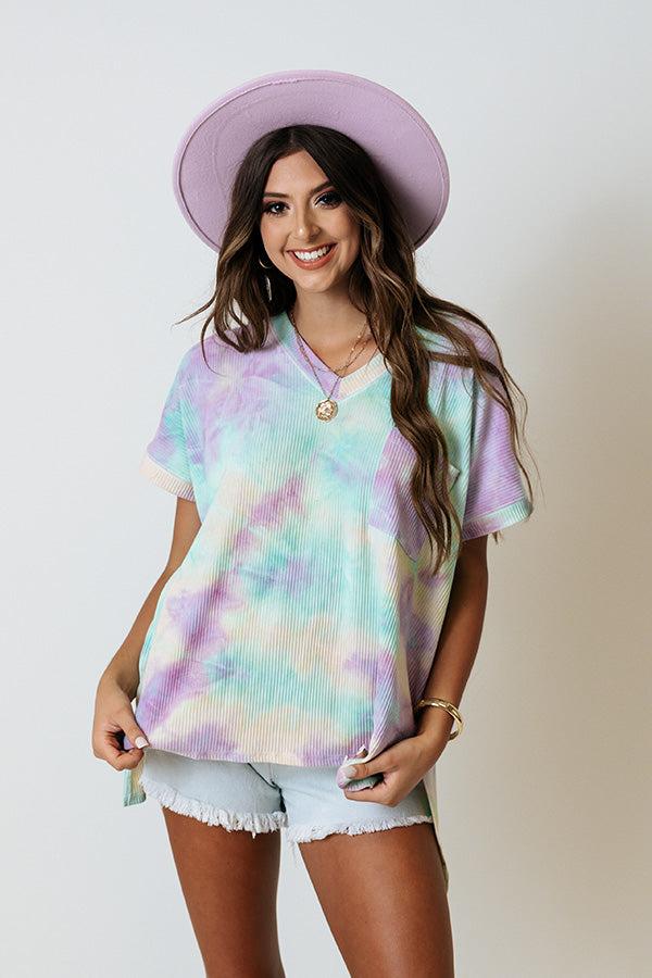 Impressions Weekend Hang Out Tie Dye Shift Tee In Lavender