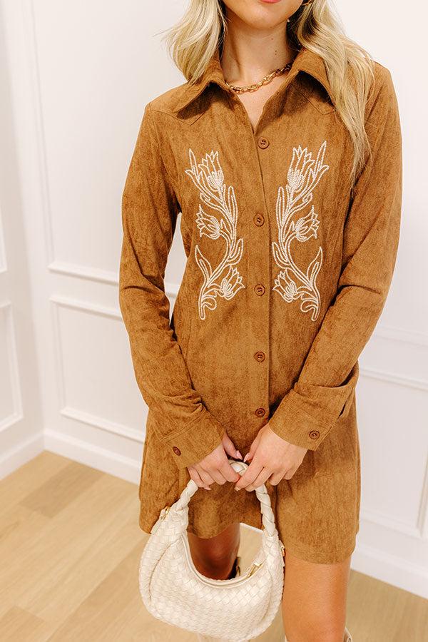 Impressions Western Skies Faux Suede Embroidered Mini Dress