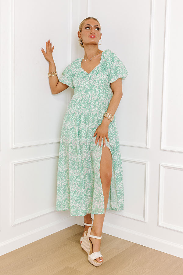 Impressions Whimsical Daydream Floral Midi In Seaglass