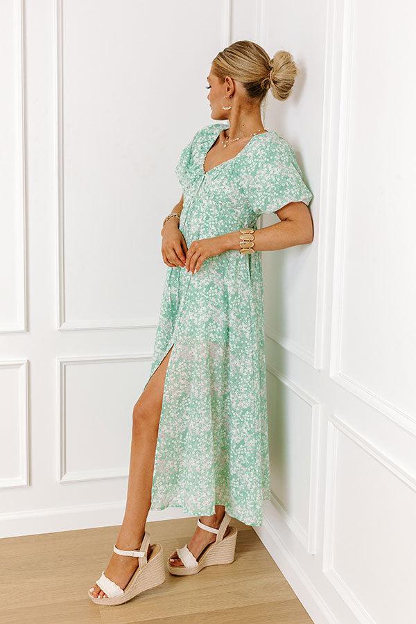 Impressions Whimsical Daydream Floral Midi in Seaglass
