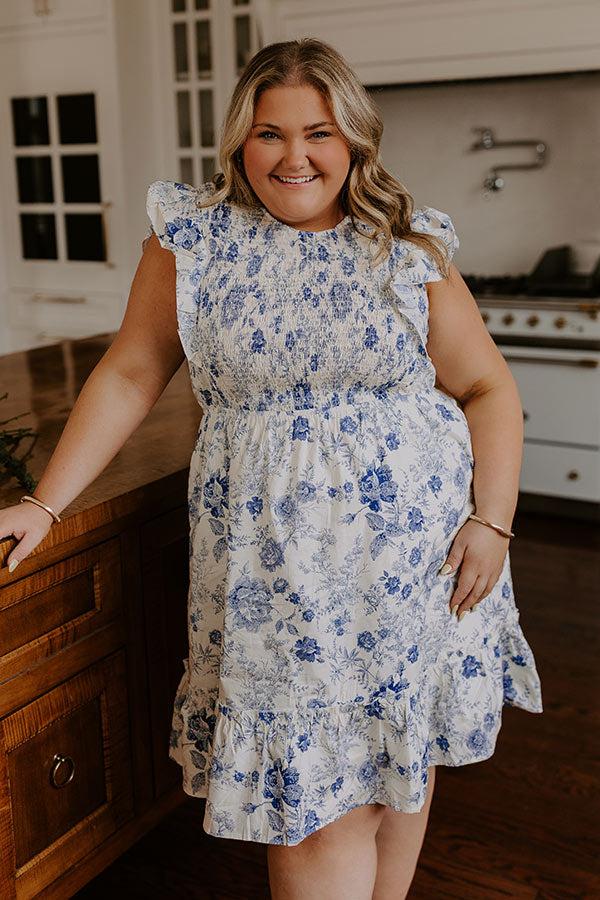 Impressions Whimsical Daydream Floral Smocked Mini Dress Curves