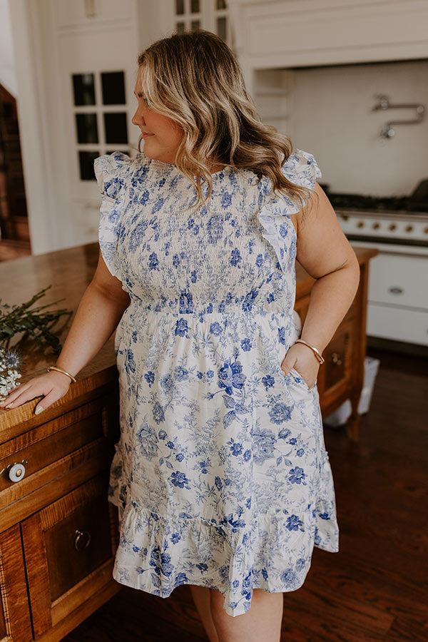 Impressions Whimsical Daydream Floral Smocked Mini Dress Curves