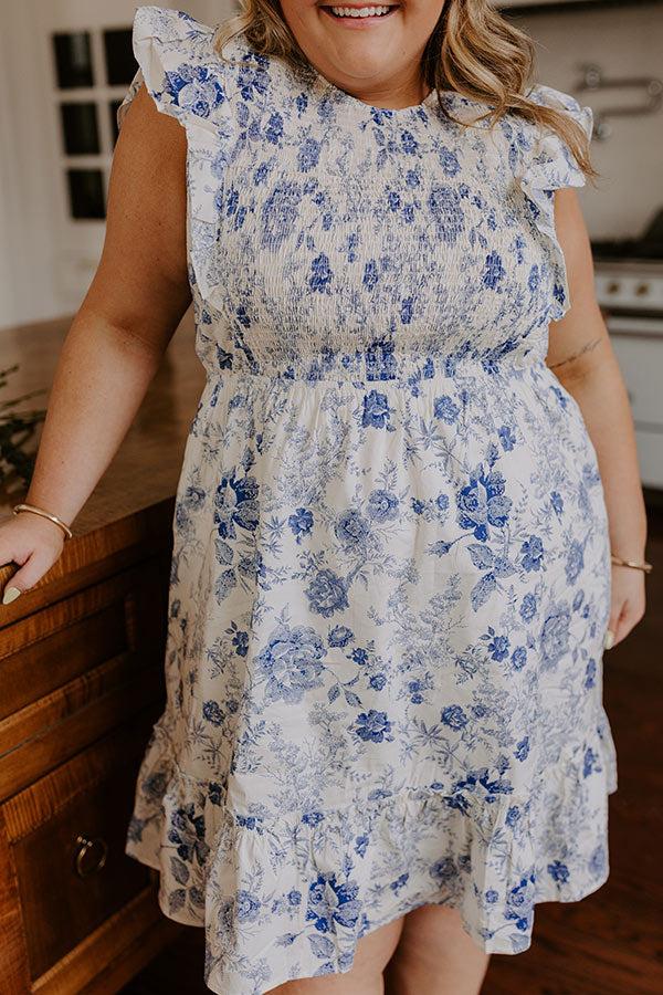 Impressions Whimsical Daydream Floral Smocked Mini Dress Curves