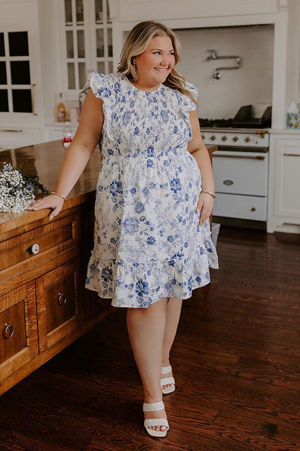 Impressions Whimsical Daydream Floral Smocked Mini Dress Curves