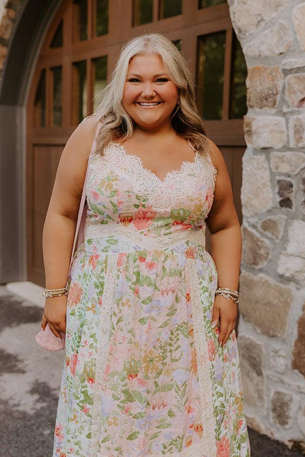 Impressions Whimsical Ways Floral Midi Dress Curves