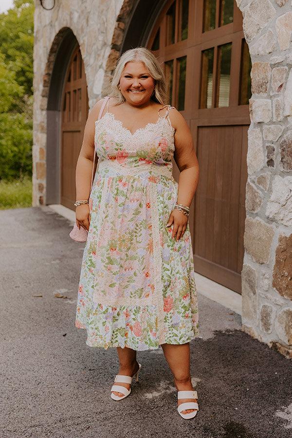 Impressions Whimsical Ways Floral Midi Dress Curves