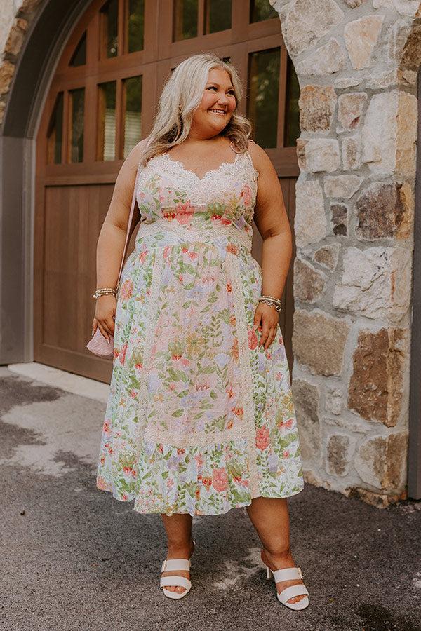 Impressions Whimsical Ways Floral Midi Dress Curves