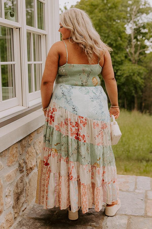 Impressions Whisk Me Away Floral Tiered Maxi Dress Curves