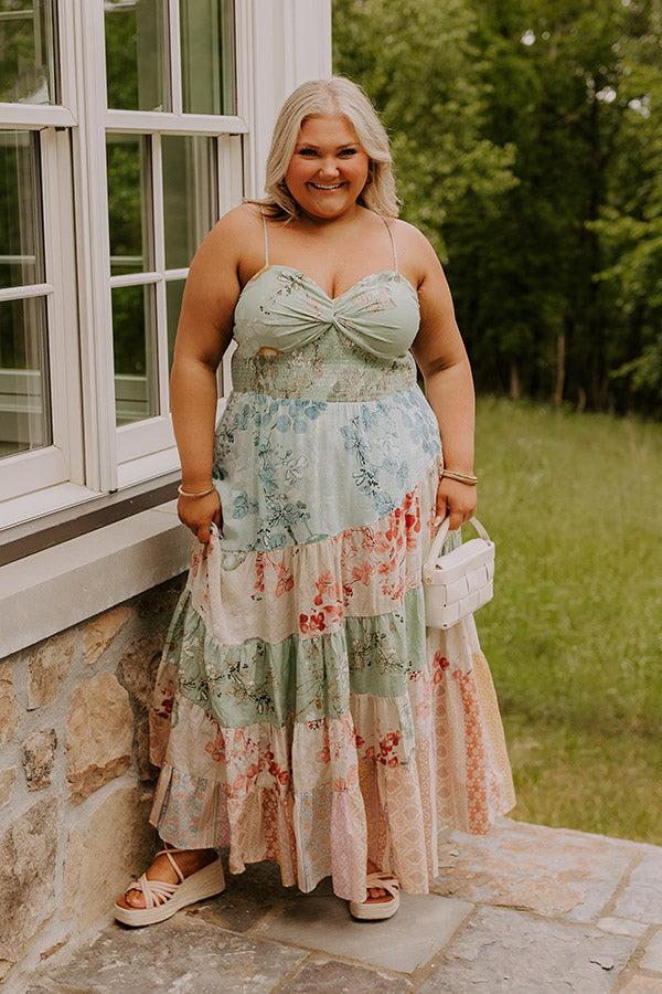 Impressions Whisk Me Away Floral Tiered Maxi Dress Curves