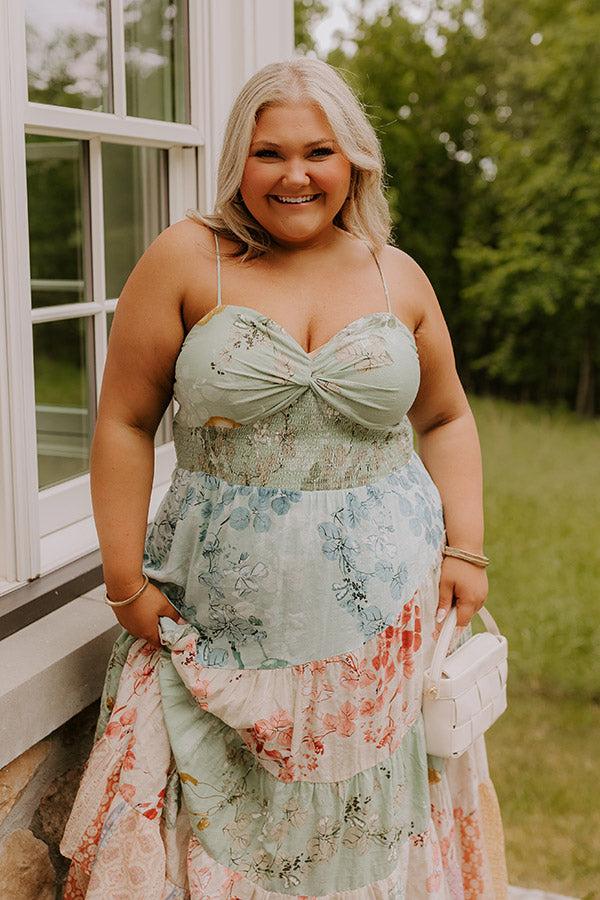 Impressions Whisk Me Away Floral Tiered Maxi Dress Curves