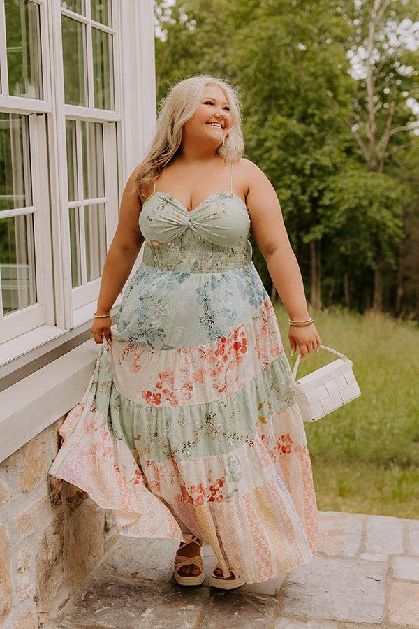 Impressions Whisk Me Away Floral Tiered Maxi Dress Curves