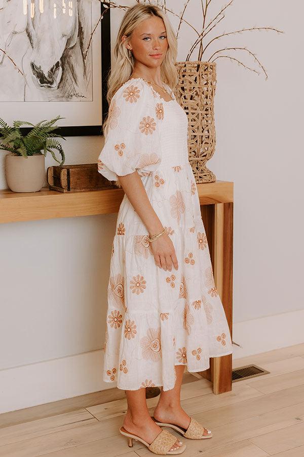 Impressions Whispering Fields Floral Embroidered Midi Dress
