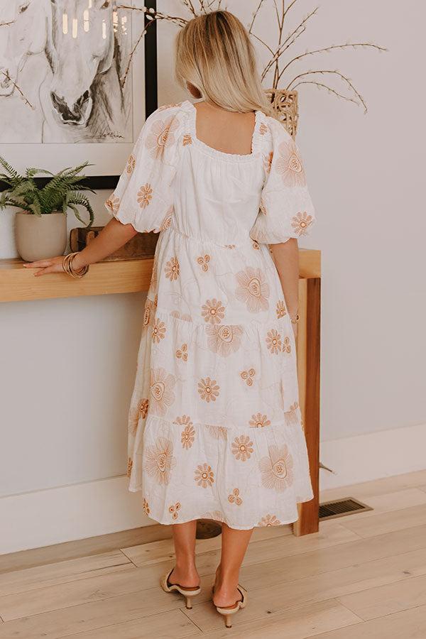 Impressions Whispering Fields Floral Embroidered Midi Dress