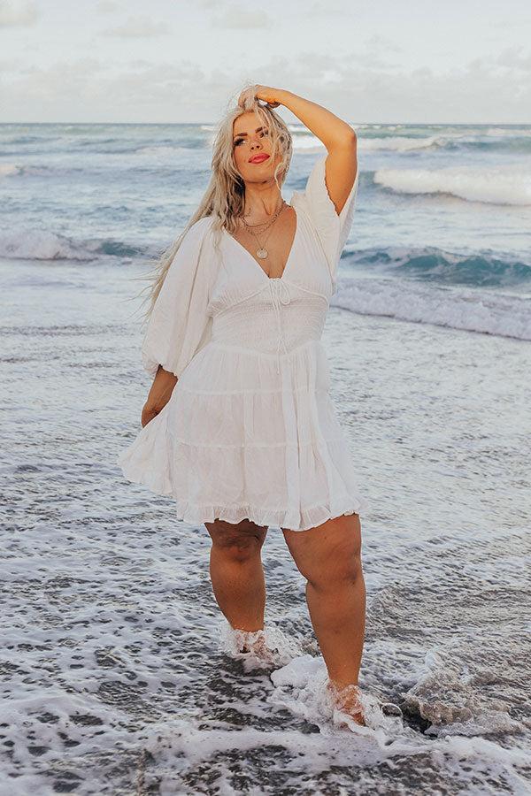 Impressions Whispering Muse Smocked Mini Dress In White Curves