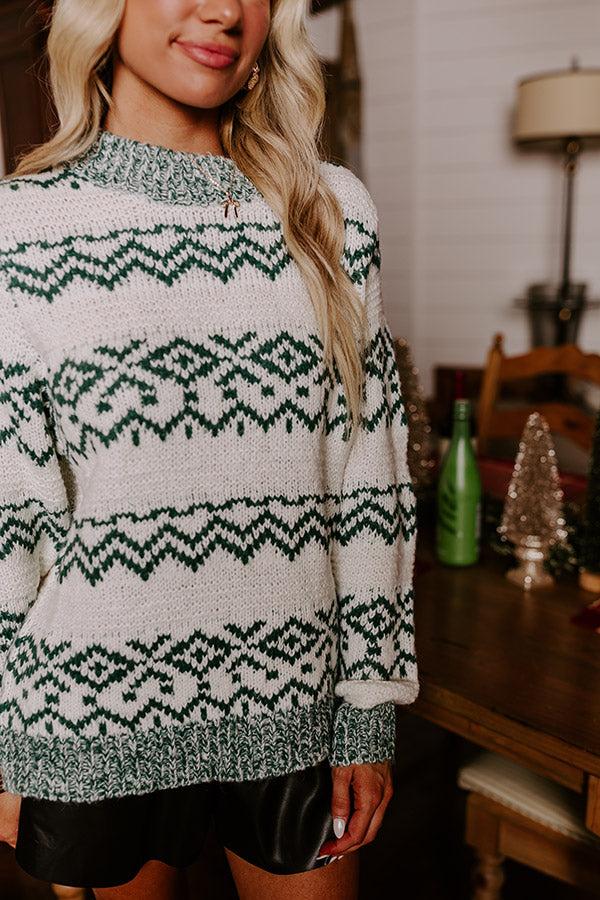 Impressions Whispering Pines Knit Sweater In Hunter Green