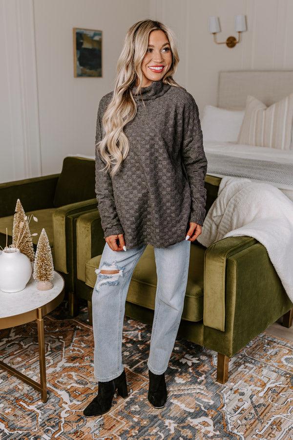 Impressions Whispering Winds Sweater Top In Charcoal