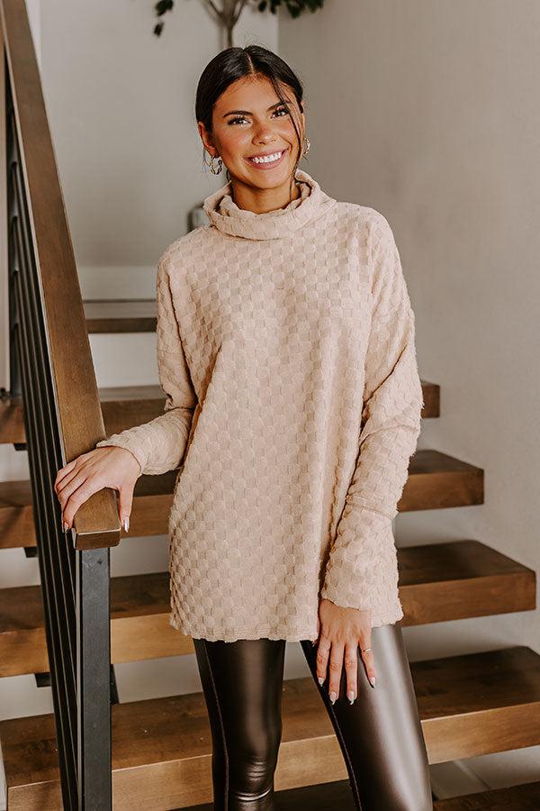 Impressions Whispering Winds Sweater Top In Iced Latte