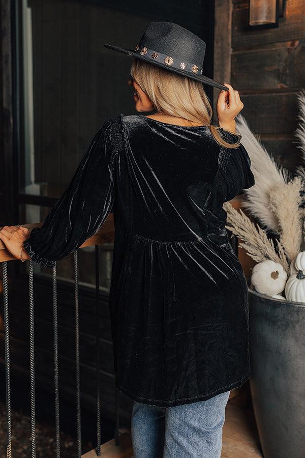 Impressions Winding Roads Velvet Babydoll Top Curves