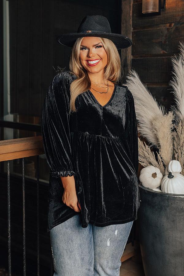 Impressions Winding Roads Velvet Babydoll Top Curves