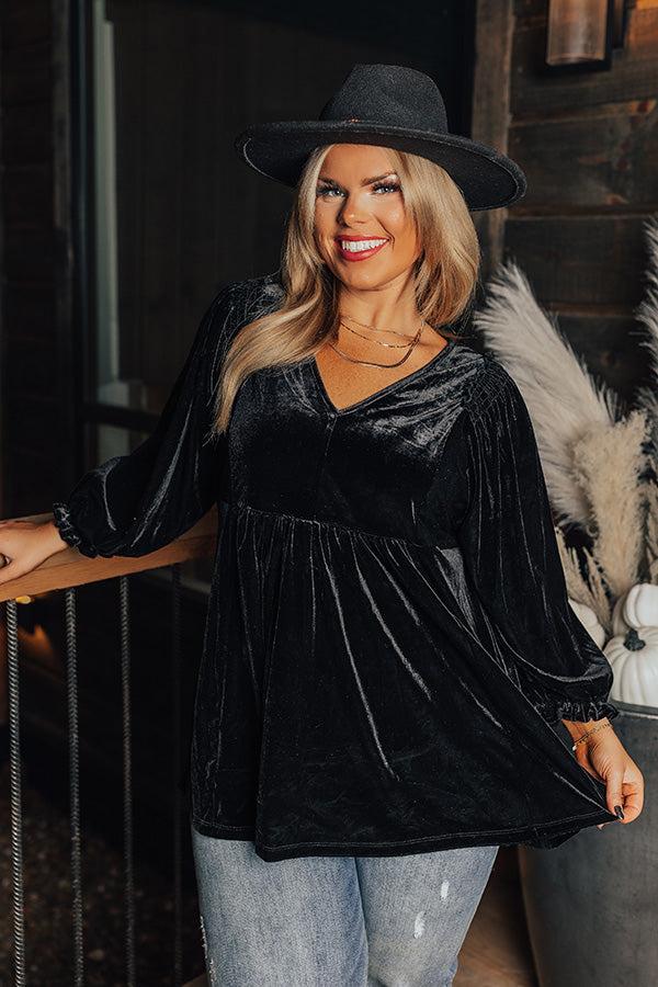 Impressions Winding Roads Velvet Babydoll Top Curves