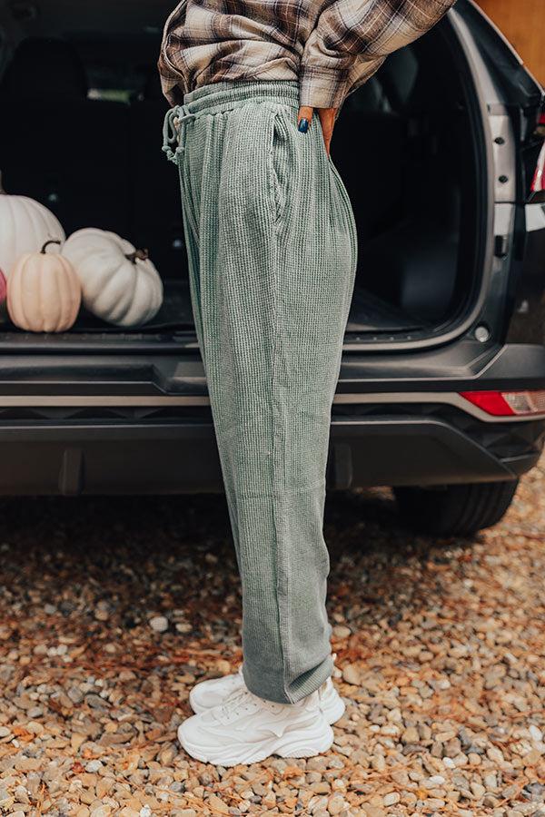 Impressions Wine And Unwind Waffle Knit Joggers In Light Hunter Green