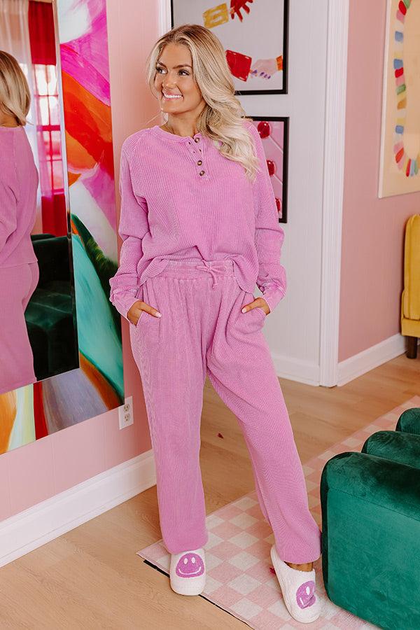 Impressions Wine And Unwind Waffle Knit Joggers In Violet