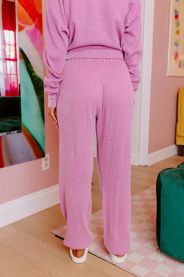 Impressions Wine And Unwind Waffle Knit Joggers In Violet