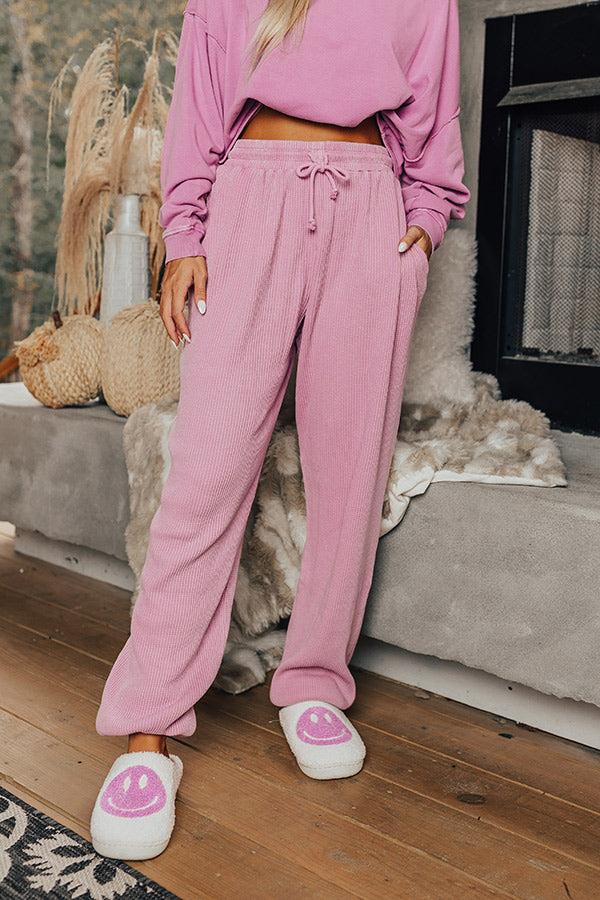Impressions Wine And Unwind Waffle Knit Joggers In Violet