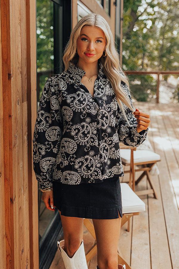 Impressions Wine Country Cutie Paisley Embroidered Top