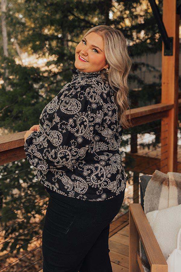 Impressions Wine Country Cutie Paisley Embroidered Top Curves