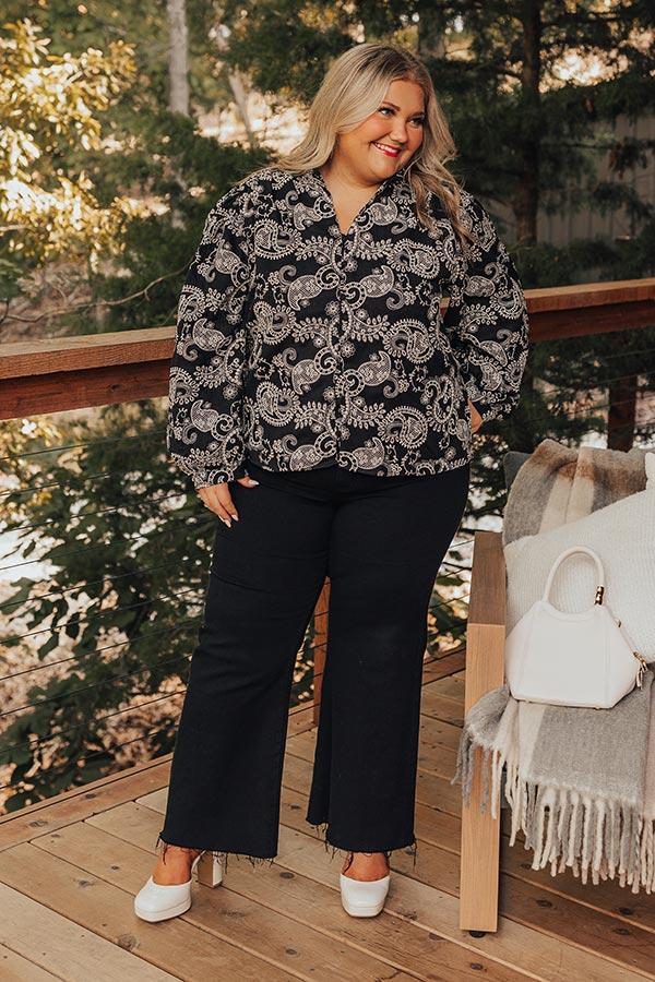 Impressions Wine Country Cutie Paisley Embroidered Top Curves