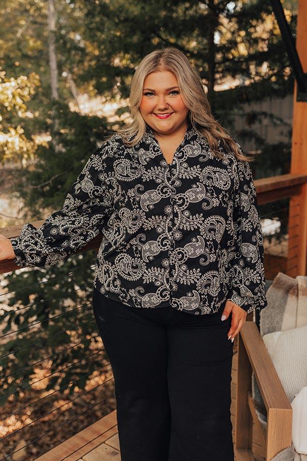 Impressions Wine Country Cutie Paisley Embroidered Top Curves