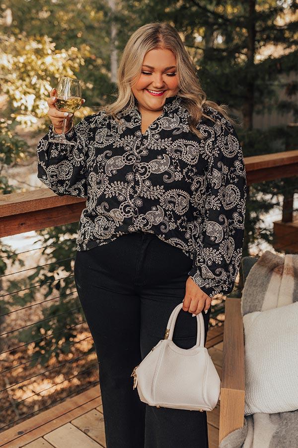 Impressions Wine Country Cutie Paisley Embroidered Top Curves