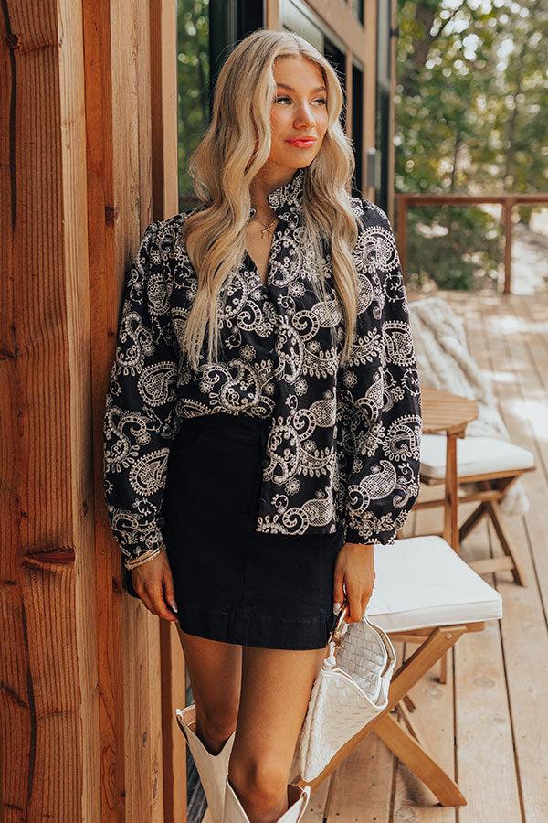 Impressions Wine Country Cutie Paisley Embroidered Top