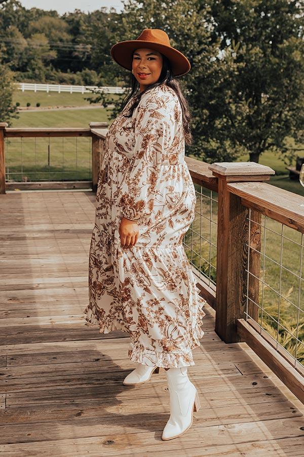 Impressions Wine Lover Satin Floral Maxi Dress Curves