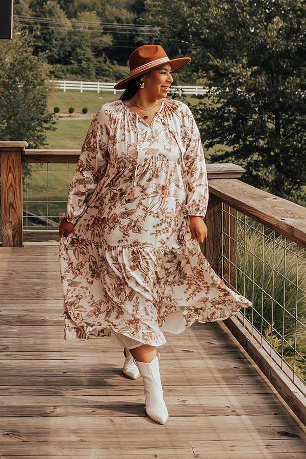 Impressions Wine Lover Satin Floral Maxi Dress Curves