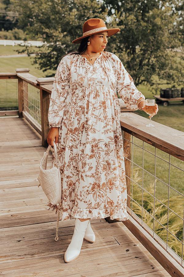 Impressions Wine Lover Satin Floral Maxi Dress Curves