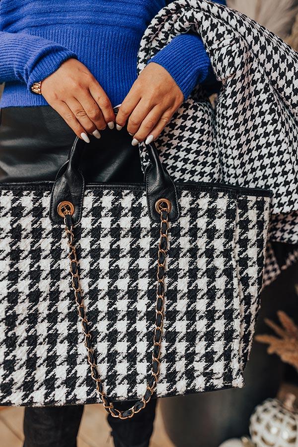 Impressions Wintry Dreams Houndstooth Tote In Black