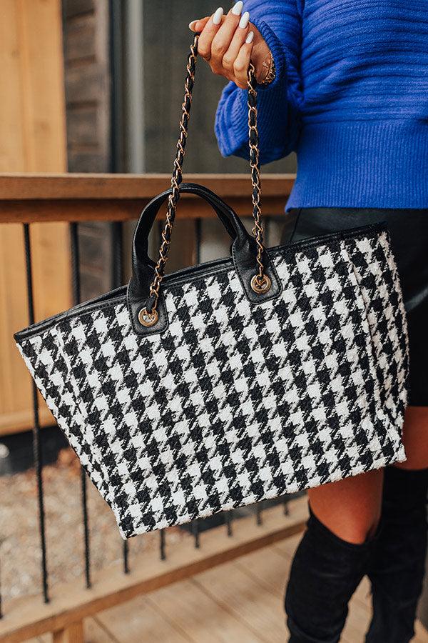 Impressions Wintry Dreams Houndstooth Tote In Black