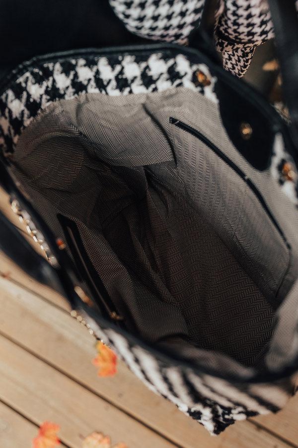 Impressions Wintry Dreams Houndstooth Tote In Black