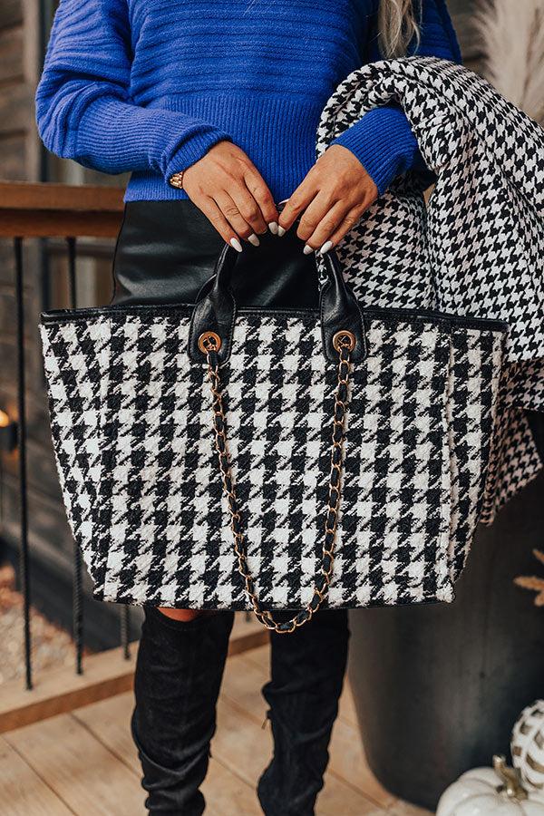 Impressions Wintry Dreams Houndstooth Tote In Black