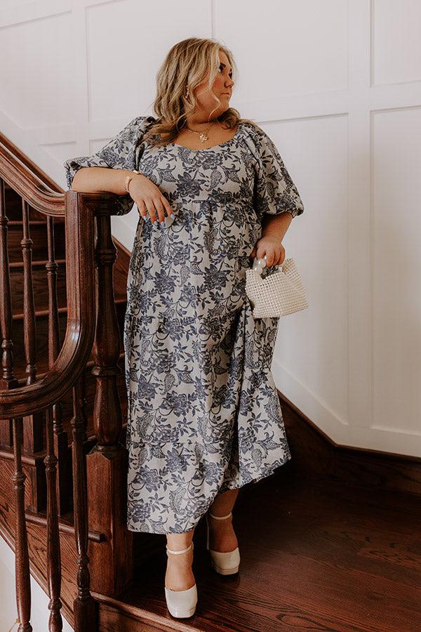 Impressions Wisteria Wonder Floral Jacquard Midi Dress Curves