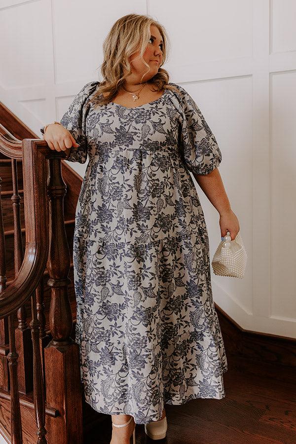 Impressions Wisteria Wonder Floral Jacquard Midi Dress Curves