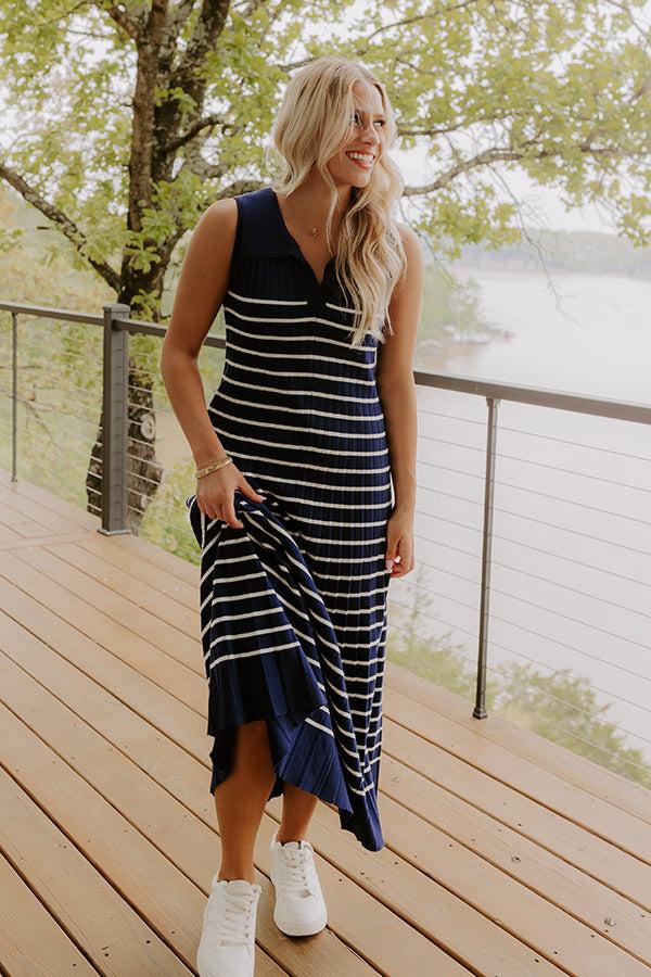 Impressions Yacht Club Cutie Stripe Knit Maxi Dress