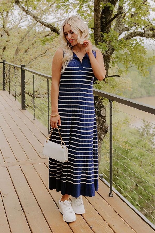 Impressions Yacht Club Cutie Stripe Knit Maxi Dress